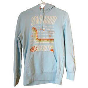 Puma Send Good Energy Light Blue Graphic Printed Hoodie Size Small